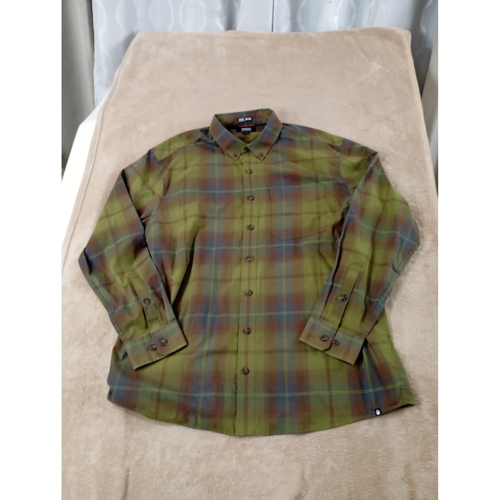 Duluth Trading Alaskan Hardgear Relaxed‎ Fit Shirt Men XL Green Plaid Button Up